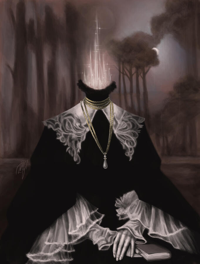 A ghostly study [Painting study based on François Flameng&#39;s 1903 portrait of Mrs. Adeline M. Noble]